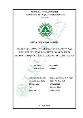 Nghiên cứu công tác kế toán bán hàng và xác định kết quả kinh doanh tại công ty tnhh thương mại quốc tế hà xuân nam từ liêm hà nội