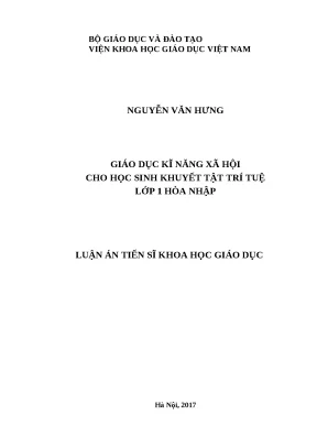 Luận văn giáo dục kĩ năng xã hội cho học sinh khuyết tật trí tuệ lớp 1 hòa nhập