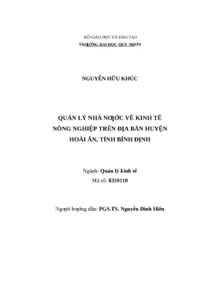 0411 quản lý nhà nước đối với phát triển kinh tế nông nghiệp trên địa bàn huyện hoài ân tỉnh bình định luận văn tốt nghiệp