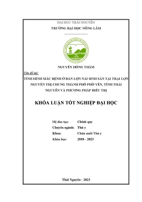 Tình hình mắc bệnh ở đàn lợn nái sinh sản tại trại nguyễn thị chung thành phố phổ yên tỉnh thái nguyên và biên pháp phòng trị