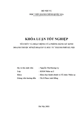 Tổ chức và hoạt động của phòng đăng ký kinh doanh thuộc sở kế hoạch và đầu tư thành phố hà nội
