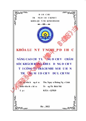 Nâng cao chất lượng dịch vụ chăm sóc khách hàng khi sử dụng dịch vụ tại công ty thương mại du lịch vm