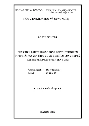 0653 phân tích cấu trúc các tổng hợp thể tự nhiên tỉnh thái nguyên phục vụ mục đích sử dụng hợp lý tài nguyên phát triển bền vững luận văn tốt nghiệp