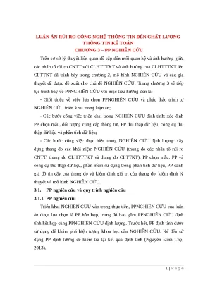 Luận án rủi ro công nghệ thông tin đến chất lượng thông tin kế toán
