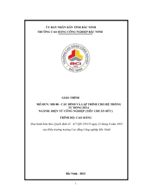 Giáo trình mô đun mđ 08 cấu hình và lập trình cho hệ thống tự động hóa giáo trình dùng cho giảng viên và sinh viên ngành điện tử công nghiệp tiêu chuẩn chlb đức