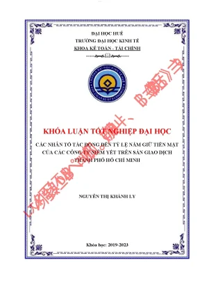 Các nhân tố tác động đến tỷ lệ nắm giữ tiền mặt của các công ty niêm yết trên sàn giao dịch thành phố hồ chí minh