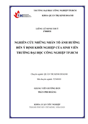 Nghiên cứu những nhân tố ảnh hưởng đến ý ịnh khởi nghiệp của sinh viên trường đại học công nghiệp thành phố hồ chí minh