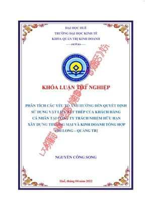Phân tích các yếu tố ảnh hưởng đến quyết định sử dụng vật liệu sắt thép của khách hàng cá nhân tại công ty tnhh xdtmkdth phi long quảng trị