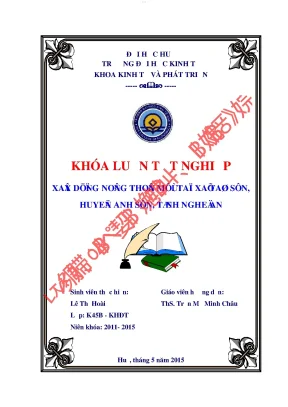 Xây dựng nông thôn mới tại xã tào sơn huyện anh sơn tỉnh nghệ an