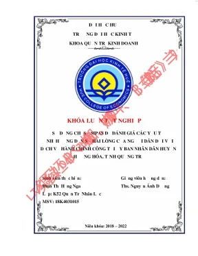 Sử dụng chỉ số sipas để đánh giá các yếu tố ảnh hưởng đến sự hài lòng của người dân đối với dịch vụ hành chính công tại ubnd huyện hướng hóa tỉnh quảng trị