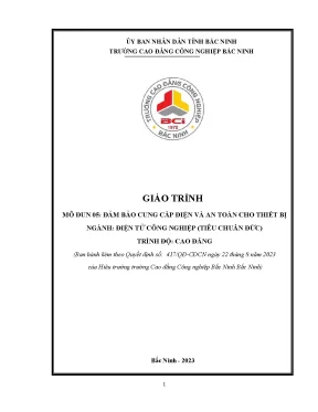 Giáo trình mô đun 05 đảm bảo cung cấp điện và an toàn cho thiết bị giáo trình dùng cho giảng viên và sinh viên ngành điện tử công nghiệp tiêu chuẩn chlb đức