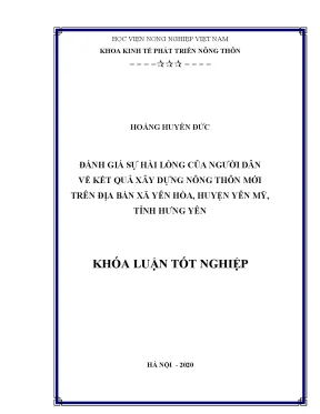 Đánh giá sự hài lòng của người dân về kết quả xây dựng nông thôn mới trên địa bàn xã yên hòa huyện yên mỹ tỉnh hưng yên