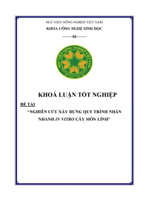 Nghiên cứu xây dựng quy trình nhân nhanh in vitro cây môn lính