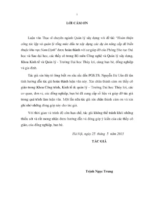Khóa luận tốt nghiệp hoàn thiện công tác lập và quản lý tổng mức đầu tư xây dựng các dự án nâng cấp đê biển thuộc khu vực nam định