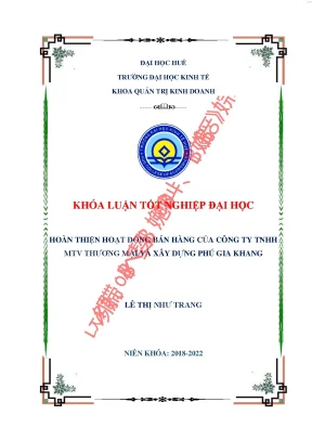 Hoàn thiện hoạt động bán hàng của công ty tnhh mtv thương mại và xây dựng phú gia khang