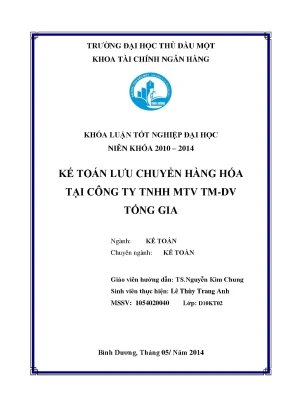 Khoá luận tốt nghiệp kế toán lưu chuyển hàng hóa tại công ty tnhh mtv tm dv tống gia