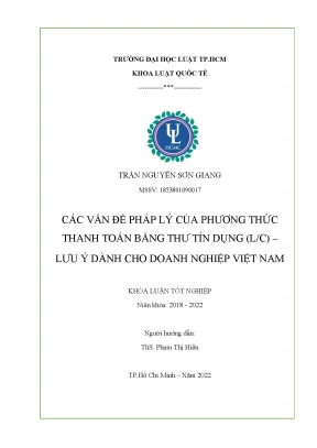 Các vấn đề pháp lý của phương thức thanh toán bằng lc lưu ý dành cho doanh nghiệp việt nam