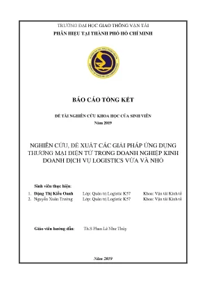 Nghiên cứu đề xuất các giải pháp ứng dụng thương mại điện tử trong doanh nghiệp kinh doanh dịch vụ logistics vừa và nhỏ đề tài nghiên cứu khoa học sinh viên