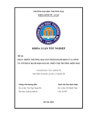 Khóa luận tốt nghiệp phát triển thương mại sản phẩm bánh kẹo của công ty cổ phần bánh kẹo hải hà trên thị trường miền bắc