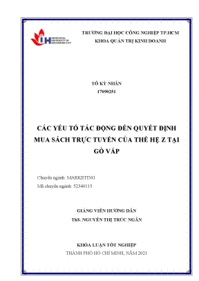 Các yếu tố tác động đến quyết định mua sách trực tuyến của thế hệ z tại gò vấp
