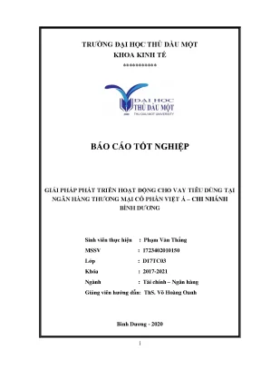 Khóa luận tốt nghiệp giải pháp phát triển hoạt động cho vay tiêu dùng tại hoạt động cho vay tiêu dùng tại ngân hàng thương mại cổ phần việt á chi nhánh bình dương