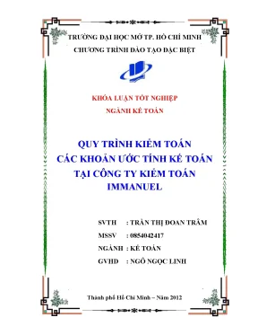 Khóa luận tốt nghiệp quy trình kiểm toán các khoản ước tính kế toán tại công ty kiểm toán immanuel