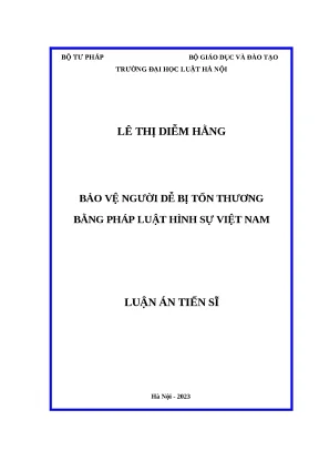 Luận án tiến sĩ bảo vệ người dễ bị tổn thương bằng pháp luật hình sự việt nam chuyên ngành luật hình sự và tố tụng hình sự