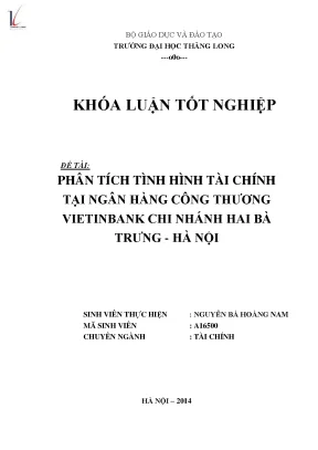 Phân tích tình hình tài chính ngân hàng công thương vietinbank chi nhánh hai bà trưng hà nội