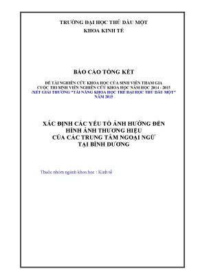 Đề tài nghiên cứu khoa học của sinh viên tham gia cuộc thi sinh viên nghiên cứu khoa học năm học 2014 2015xét giải thƣởng tài năng khoa học trẻ đại học thủ dầu mộtnăm 2015