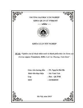 Nghiên cứu kỹ thuật nhân nuôi và thành phần thức ăn hươu sao cervus nippon temminch 1838 ở xã cúc phương ninh bình