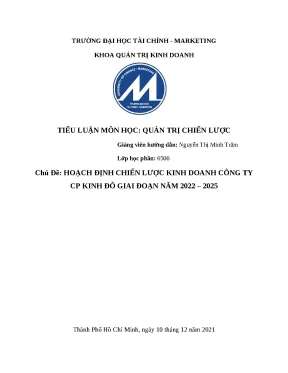 Luận văn tốt nghiệp chiến lược kinh doanh công ty kinh đô