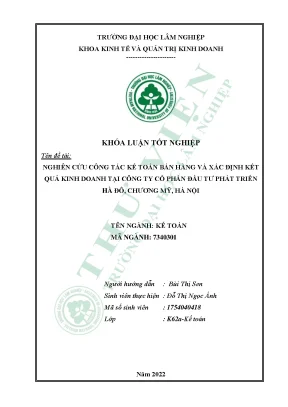 Nghiên cứu công tác kế toán bán hàng và xác định kết quả kinh doanh tại công ty cổ phần đầu tư phát triển hà đô chương mỹ hà nội