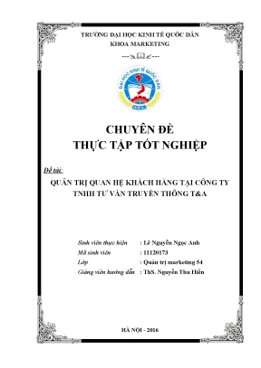 Quản trị quan hệ khách hàng tại công ty tnhh tư vấn truyền thông ta