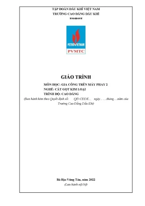 Giáo trình gia công trên máy phay 2 nghề cắt gọt kim loại cao đẳng