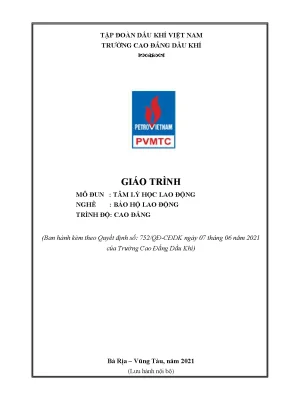 Giáo trình tâm lý học lao động nghề bảo hộ lao động cao đẳng