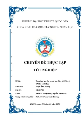Tạo động lực cho người lao động tại công ty tnhh việt hợp