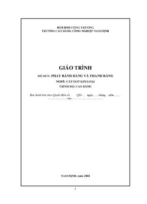 Giáo trình phay bánh răng và thanh răng