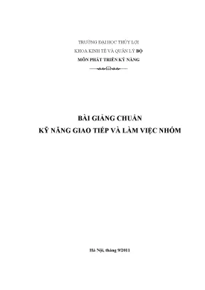 Giáo trình kỹ năng giao tiếp và làm việc nhóm