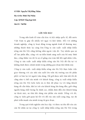 Khóa luận tốt nghiệp thực trạng quản lý đội ngũ kinh doanh của công ty sản xuất xnk nông sản hà nội