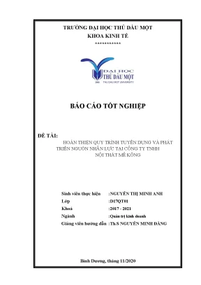 Hoàn thiện quy trình tuyển dụng và phát triển nguồn nhân lực tại công ty tnhh nội thất mê kông khóa luận tốt nghiệp
