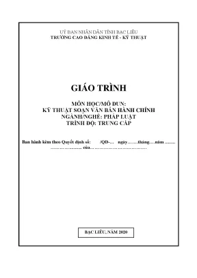 Giáo trình mô đun kỹ thuật soạn thảo văn bản hành chính nghề pháp luật trình độ trung cấp