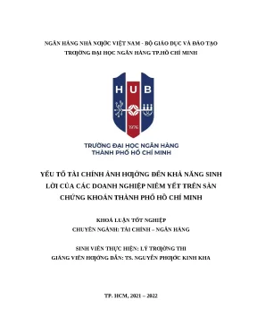 0002 yếu tố tài chính ảnh hưởng đến khả năng sinh lời của các dn niêm yết trên sàn chứng khoán tp hcm khóa luận tcnh lý trường thi nguyễn phước kinh kha