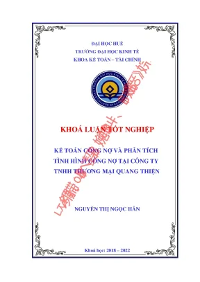 Kế toán công nợ và phân tích tình tình công nợ tại công ty tnhh thương mại quang thiện