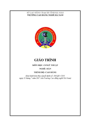 Giáo trình cơ kỹ thuật nghề hàn cao đẳng