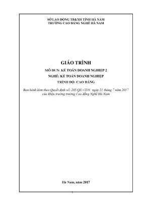Giáo trình kế toán doanh nghiệp 2 nghề kế toán doanh nghiệp cao đẳng