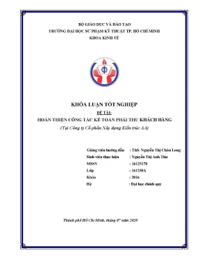 Khóa luận tốt nghiệp hoàn thiện công tác kế toán phải thu khách hàng tại công ty cổ phần xây dựng kiến trúc aa