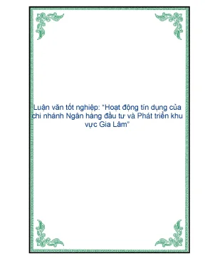 Hoạt động tín dụng của chi nhánh ngân hàng đầu tư và phát triển khu vực gia lâm