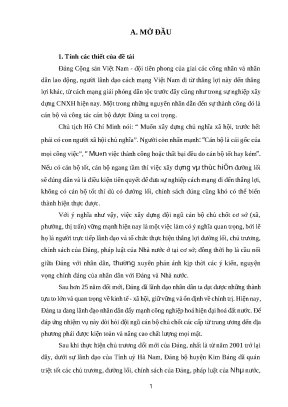 Luận văn thạc sĩ xây dựng đội ngũ cán bộ chủ chốt xã thị trấn của huyện kim bảng tỉnh hà nam trong giai đoạn hiện nay