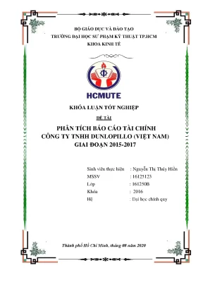 Khóa luận tốt nghiệp phân tích báo cáo tài chính công ty tnhh dunlopillo việt nam giai đoạn 2015 2017