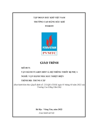 Giáo trình vận hành tuabin hơi và hệ thống thiết bị phụ 1 nghề vận hành nhà máy nhiệt điện trung cấp